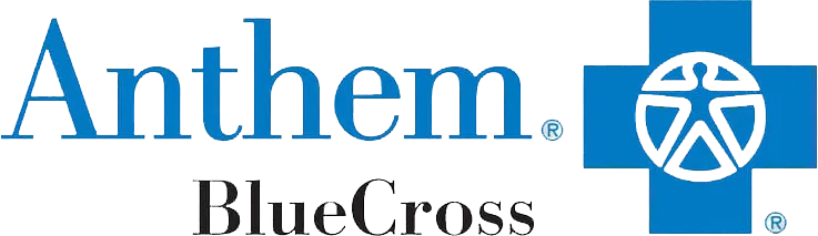 Anthem Blue Cross logo featuring blue text and blue cross symbol with healthcare icon.
