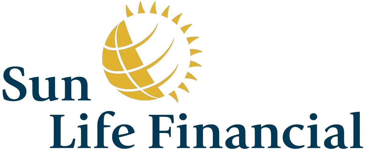Sun Life Financial logo featuring a golden globe and sun symbol with company name text.